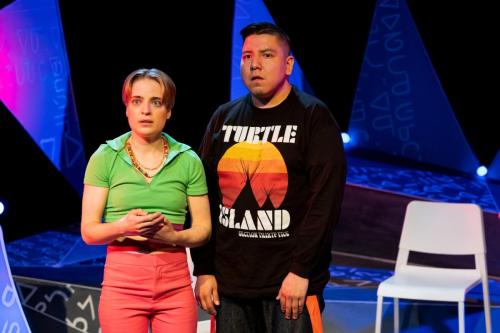 Anais West as Jessika Manning (on left) _ Braiden Houle as Windwalker (on right) in WHITE NOISE_ photo by Moonrider Productions