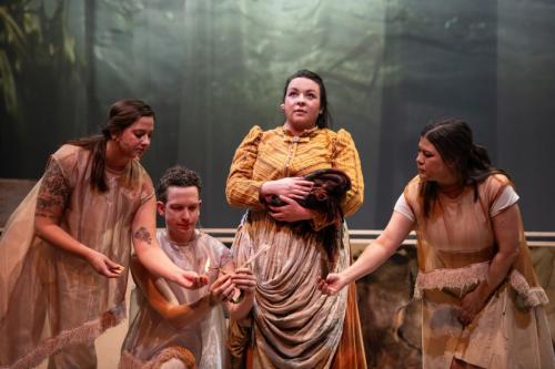 L to R - Rebecca Sadowski, Cole Alvis, Tai Amy Grauman as Iskwewo and Krystle Pederson in OU USED TO CALL ME MARIE...photo by Emily Cooper